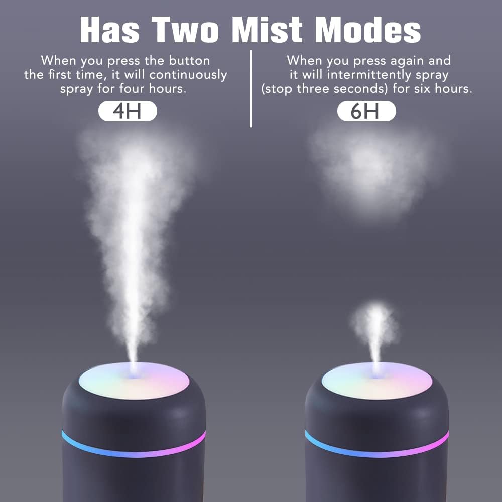 Portable Mini Humidifier For Room Moisture | LED Night Light Humidifier for Cars, Office & Bedroom