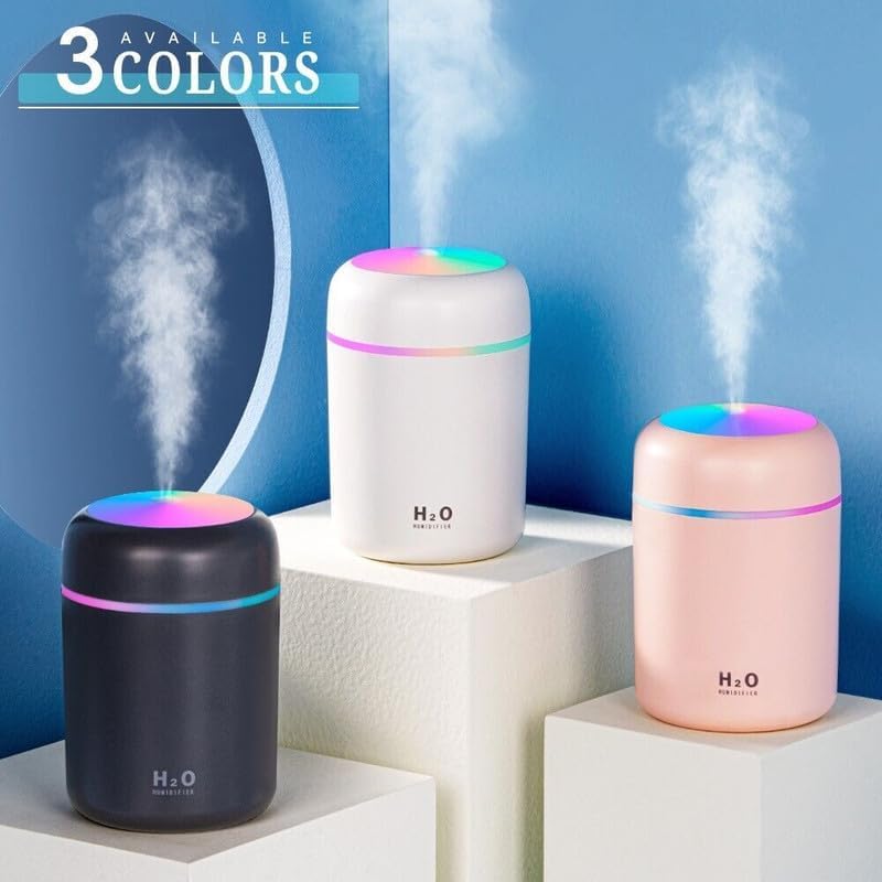 Portable Mini Humidifier For Room Moisture | LED Night Light Humidifier for Cars, Office & Bedroom