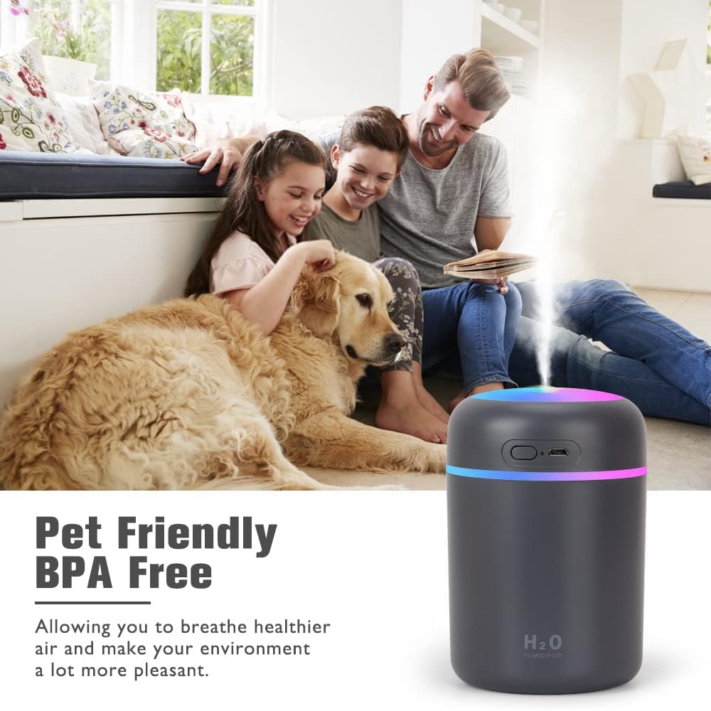 Portable Mini Humidifier For Room Moisture | LED Night Light Humidifier for Cars, Office & Bedroom