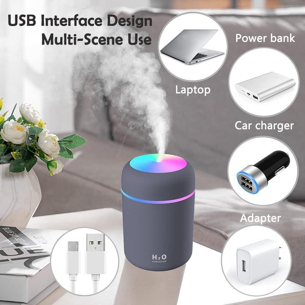 Portable Mini Humidifier For Room Moisture | LED Night Light Humidifier for Cars, Office & Bedroom
